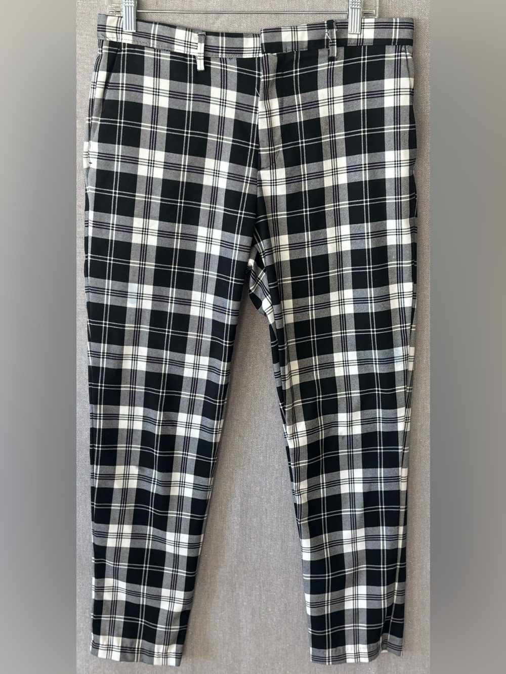 Zara Black & White Plaid Cropped Pants